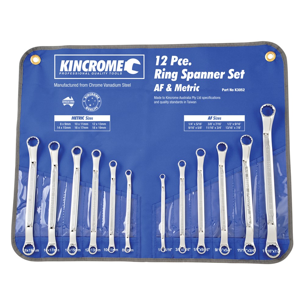 KINCROME SPANNER SET D/RING 12PC AF/M